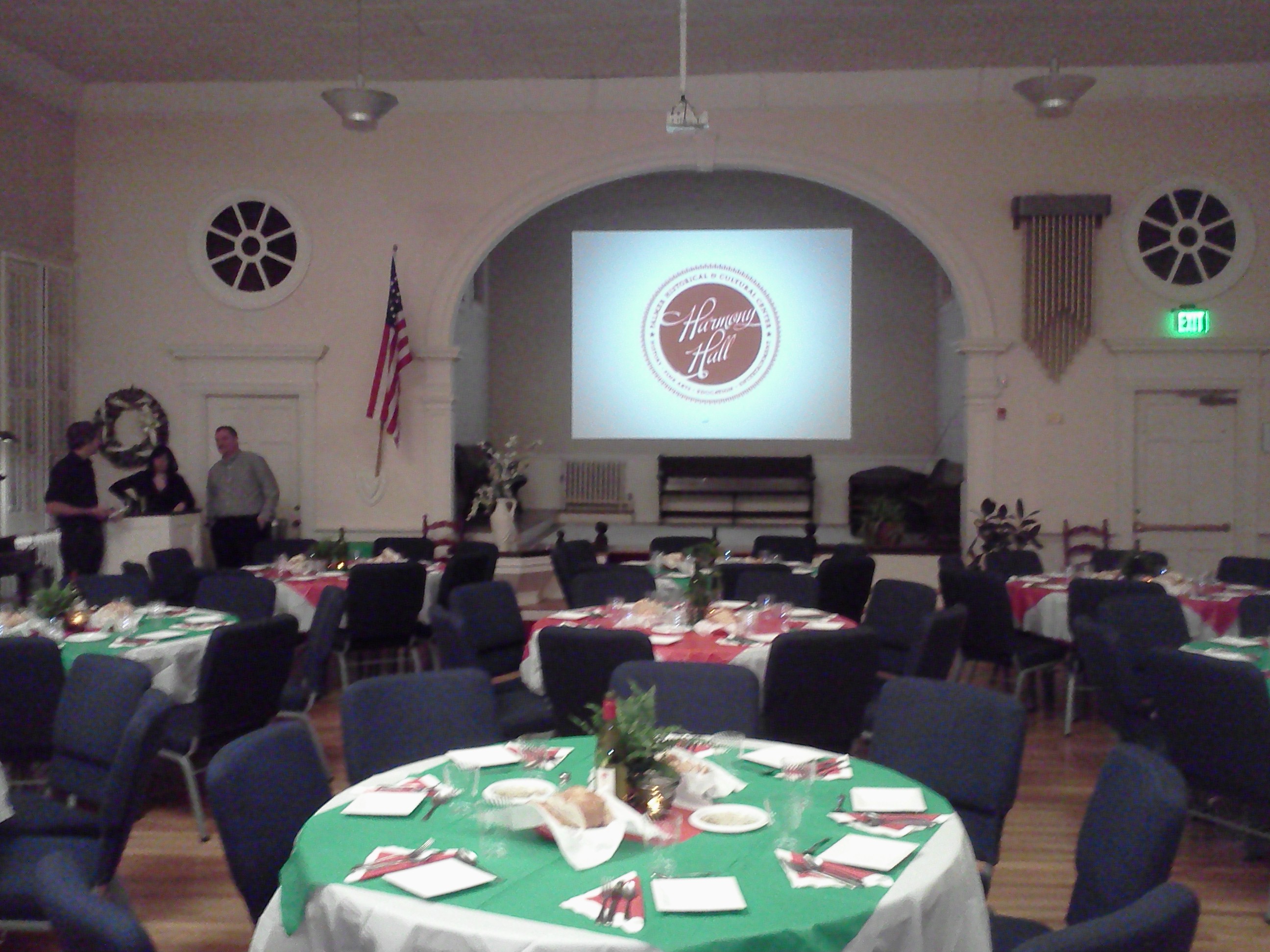 Harmony Hall set up for an International Night dinner.
